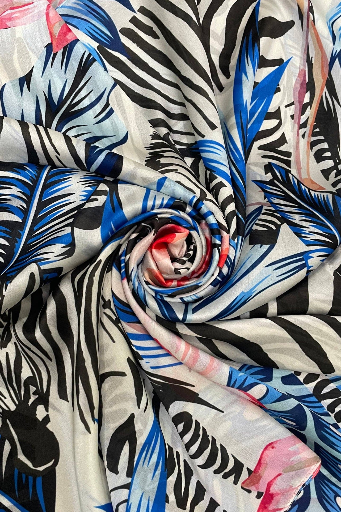 Zebra & Flamingo Silk Cover Up