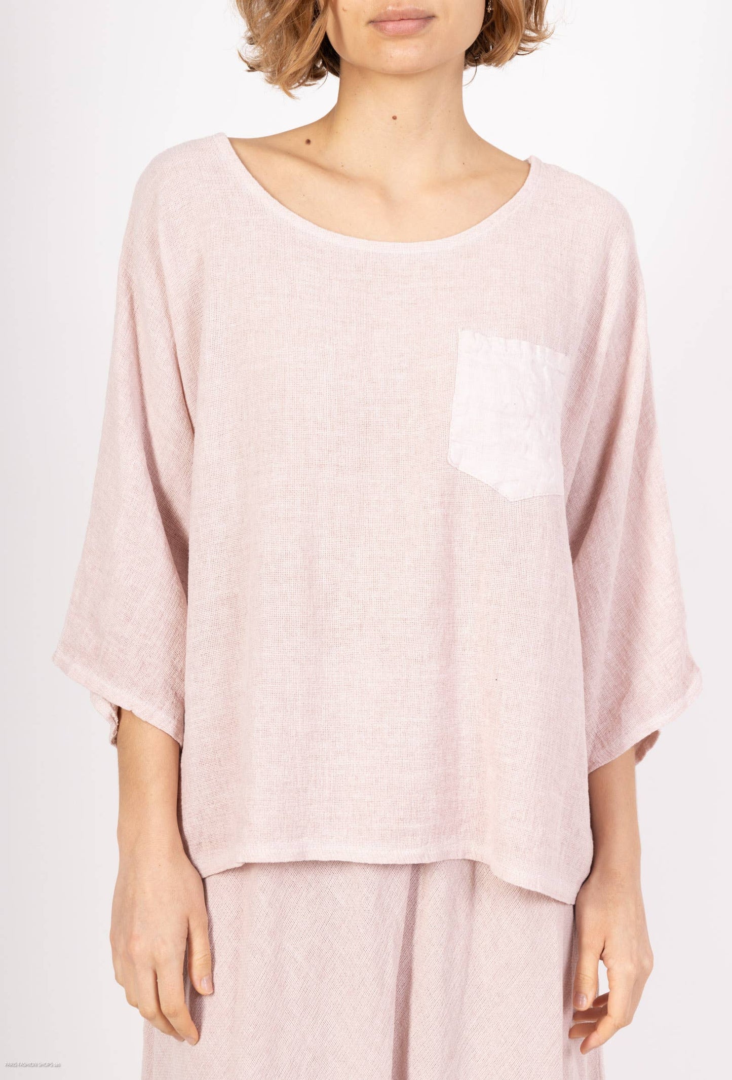 Linen cotton top with a side pocket