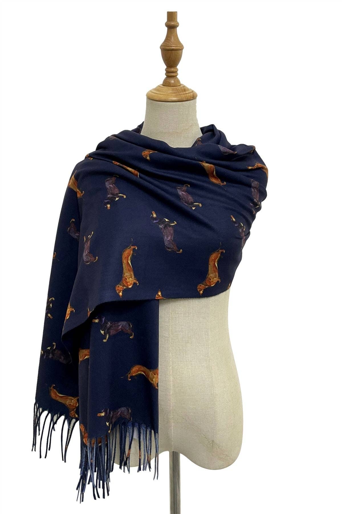 Dachshund Sausage Dog Print Tassel Scarf