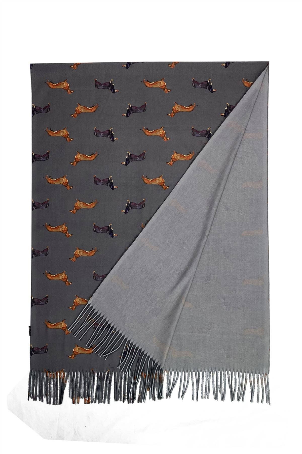 Dachshund Sausage Dog Print Tassel Scarf