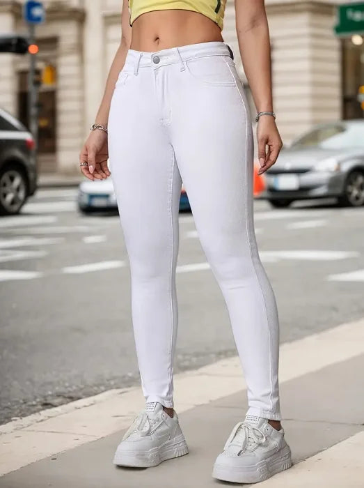 Women's Plus Size Chic Summer Straight Pencil Jeans High Waist