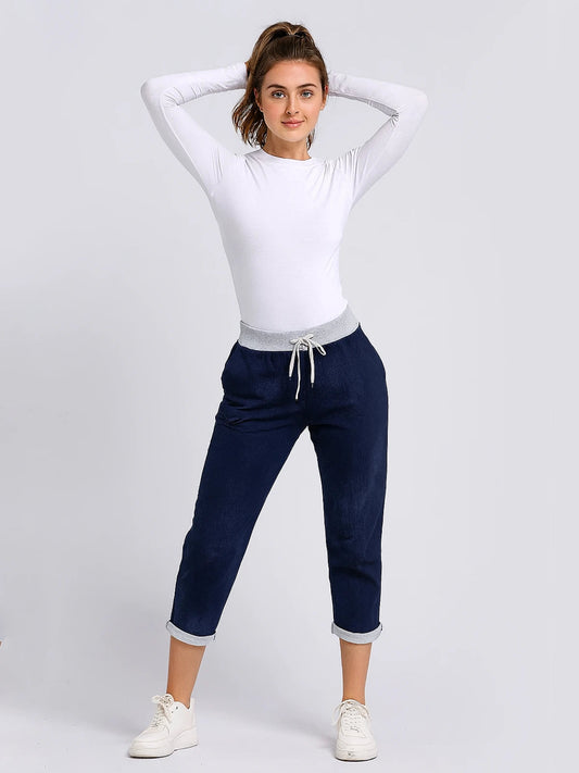 Italian Joggers Floral Print and Plain