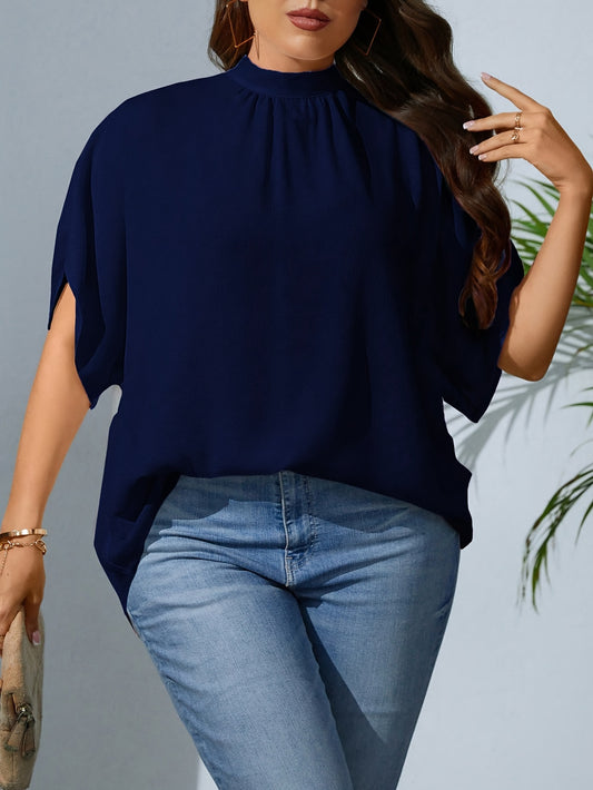 Plus Size Womens Batwing T-Shirt - Stylish Casual Tie Back with Cut Out Detail