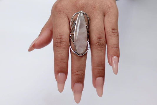 Rose Quartz & Sodalite Teardrop Statement Rings.