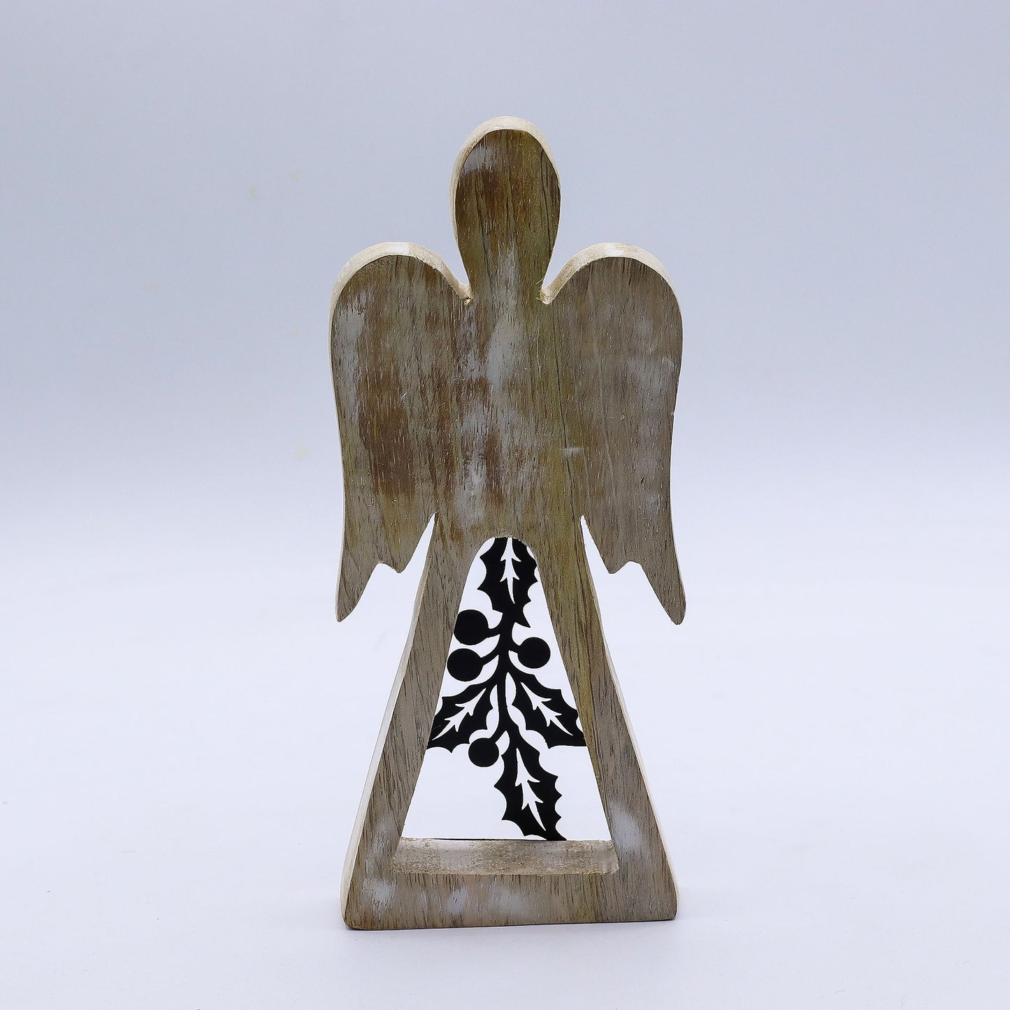 Mango Wood Angel - Whitewash with Iron Decor Cut Out