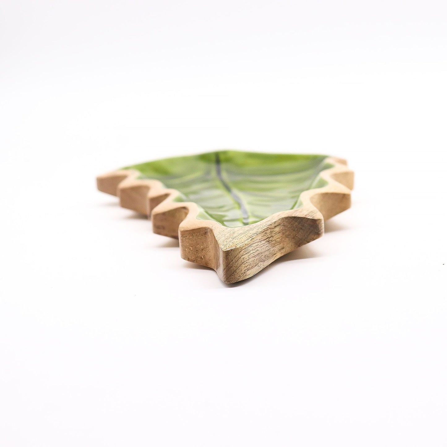 Lost in the Forrest -  Enamel Leaf Wooden Bowl - 33x17cm