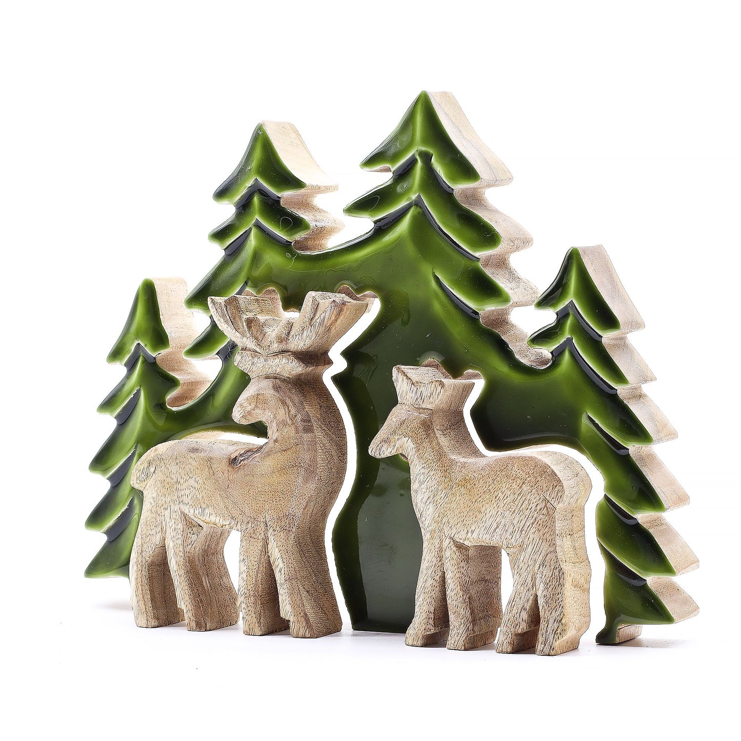 Lost in the Forrest -  Two Dear in the Forrest 3D Wooden Decoration - 18x23cm