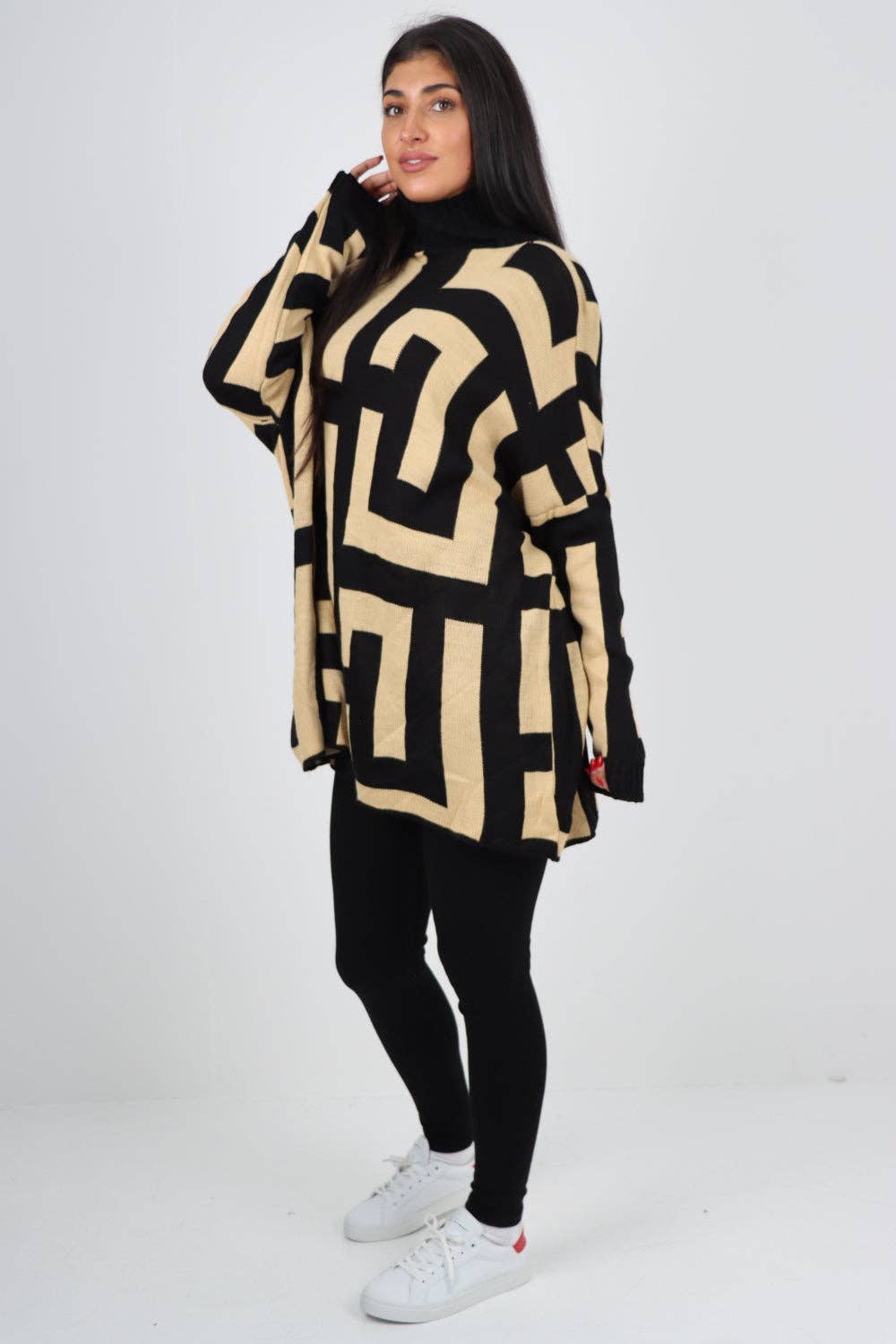 Italian High Neck Fendi Print Knitted Jumper