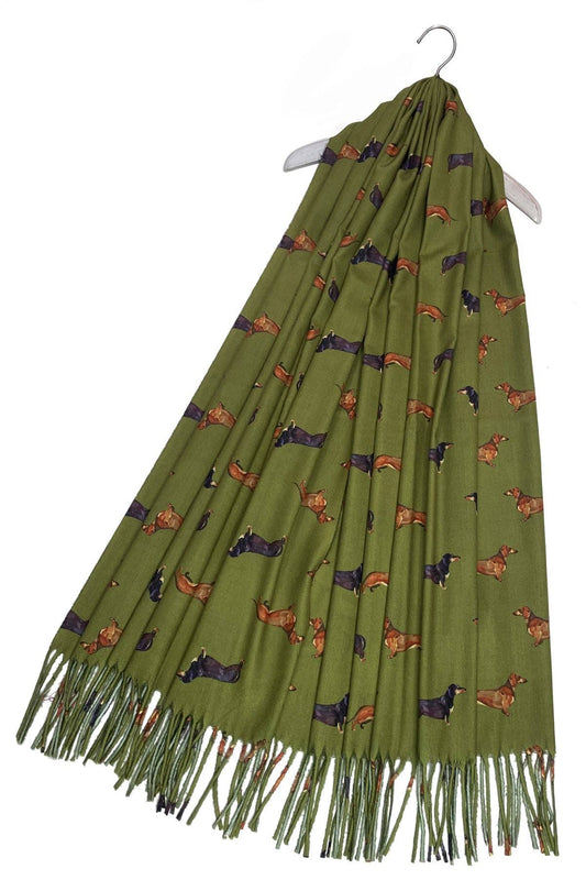 Dachshund Sausage Dog Print Tassel Scarf