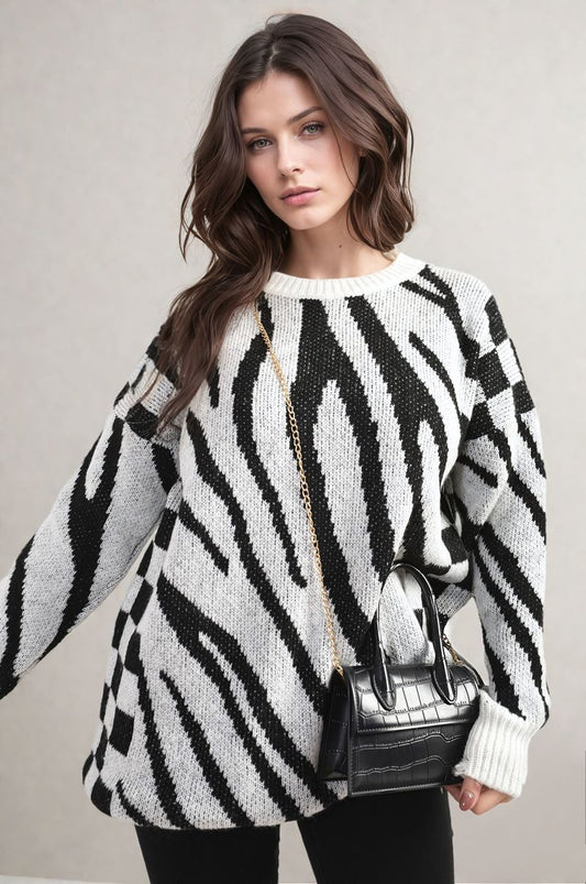 Zebra Stripe Knitted Jumper