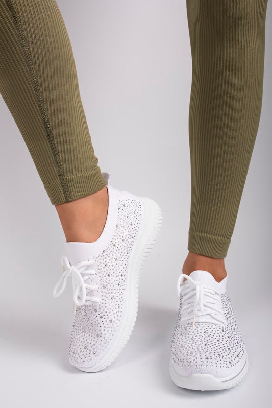 Crystal Embellished Knit Trainers