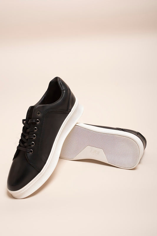 Low Top Faux Leather Lace Up Trainers for Men