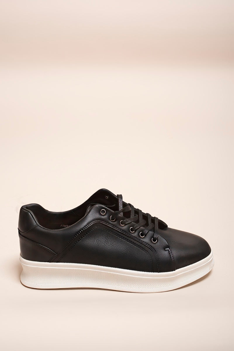 Low Top Faux Leather Lace Up Trainers for Men