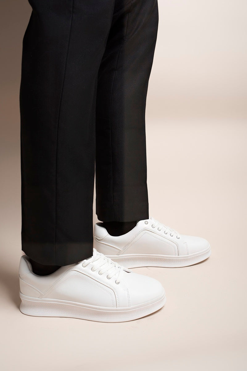 Low Top Faux Leather Lace Up Trainers for Men