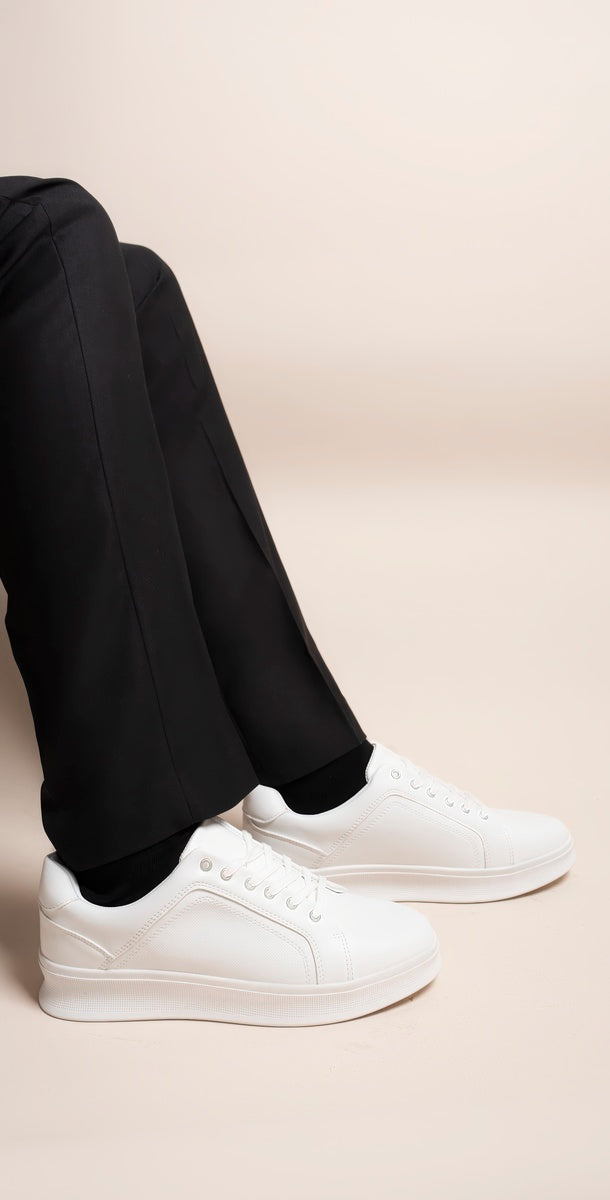 Low Top Faux Leather Lace Up Trainers for Men