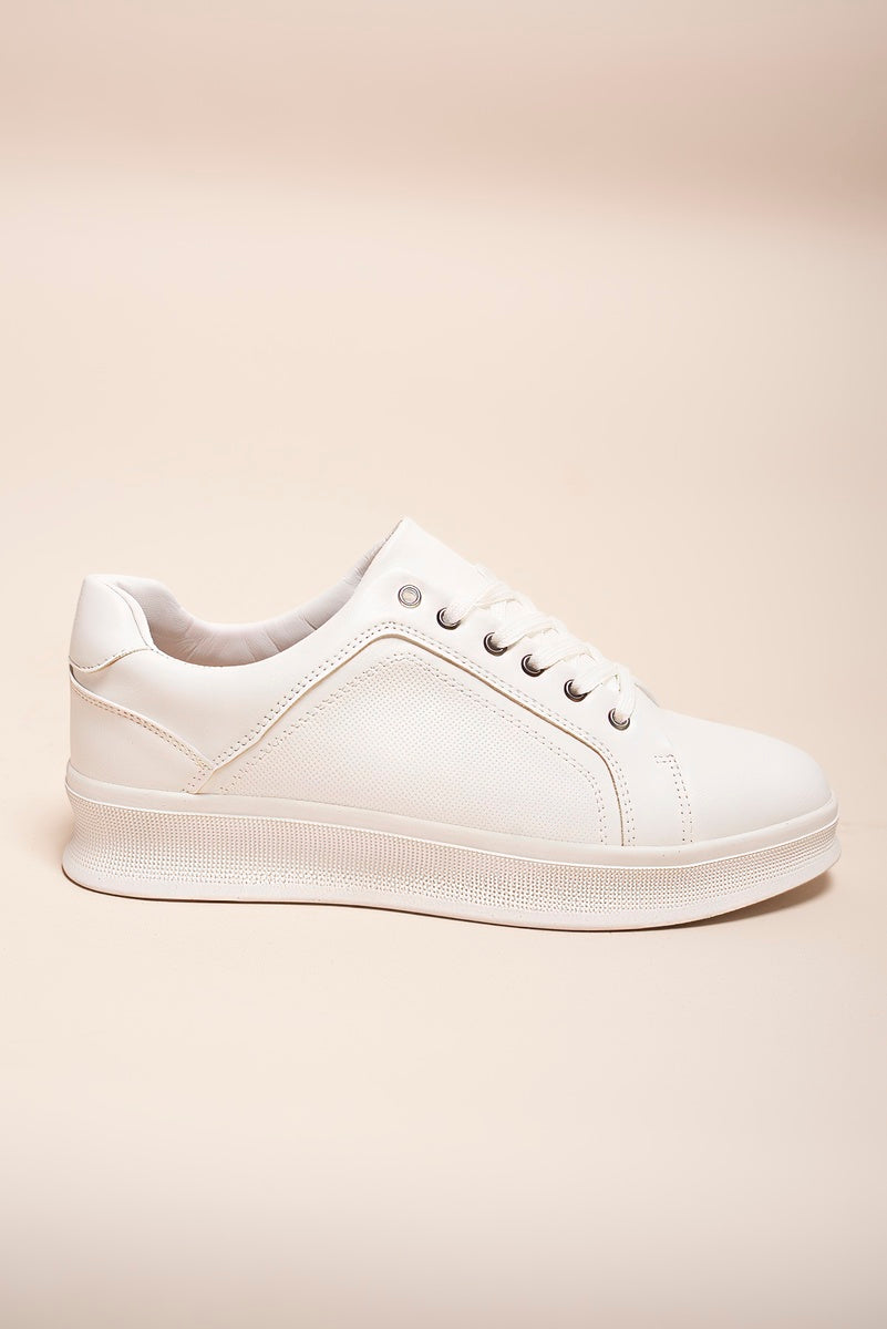 Low Top Faux Leather Lace Up Trainers for Men