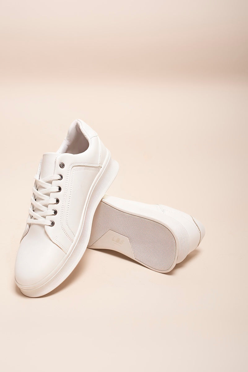 Low Top Faux Leather Lace Up Trainers for Men