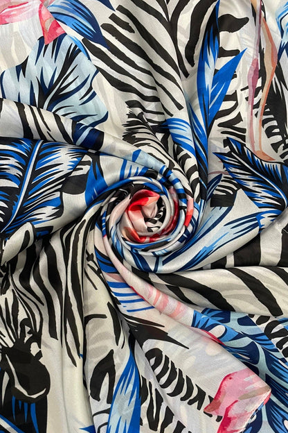 Zebra & Flamingo Silk Cover Up