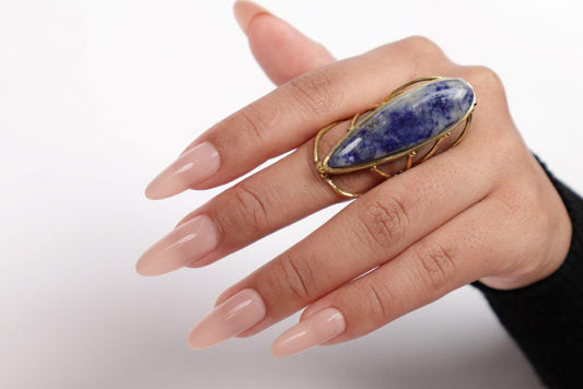 Rose Quartz & Sodalite Teardrop Statement Rings.
