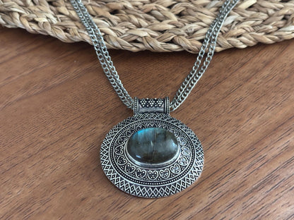 Heart of the Ancients – Turquoise & Labradorite Pendants.