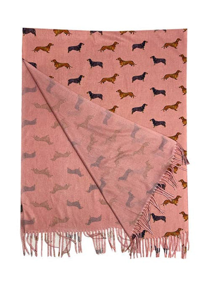 Dachshund Sausage Dog Print Tassel Scarf