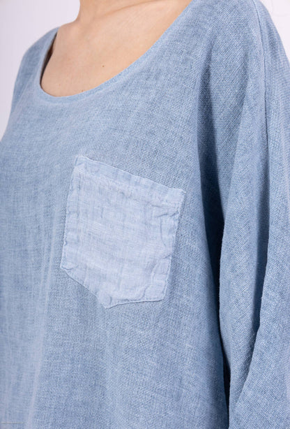 Linen cotton top with a side pocket
