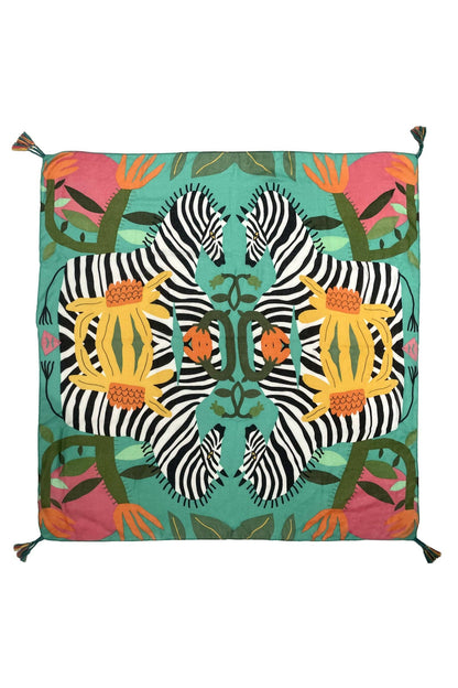 Bright Zebra Jungle Print Square Scarf