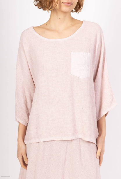 Linen cotton top with a side pocket