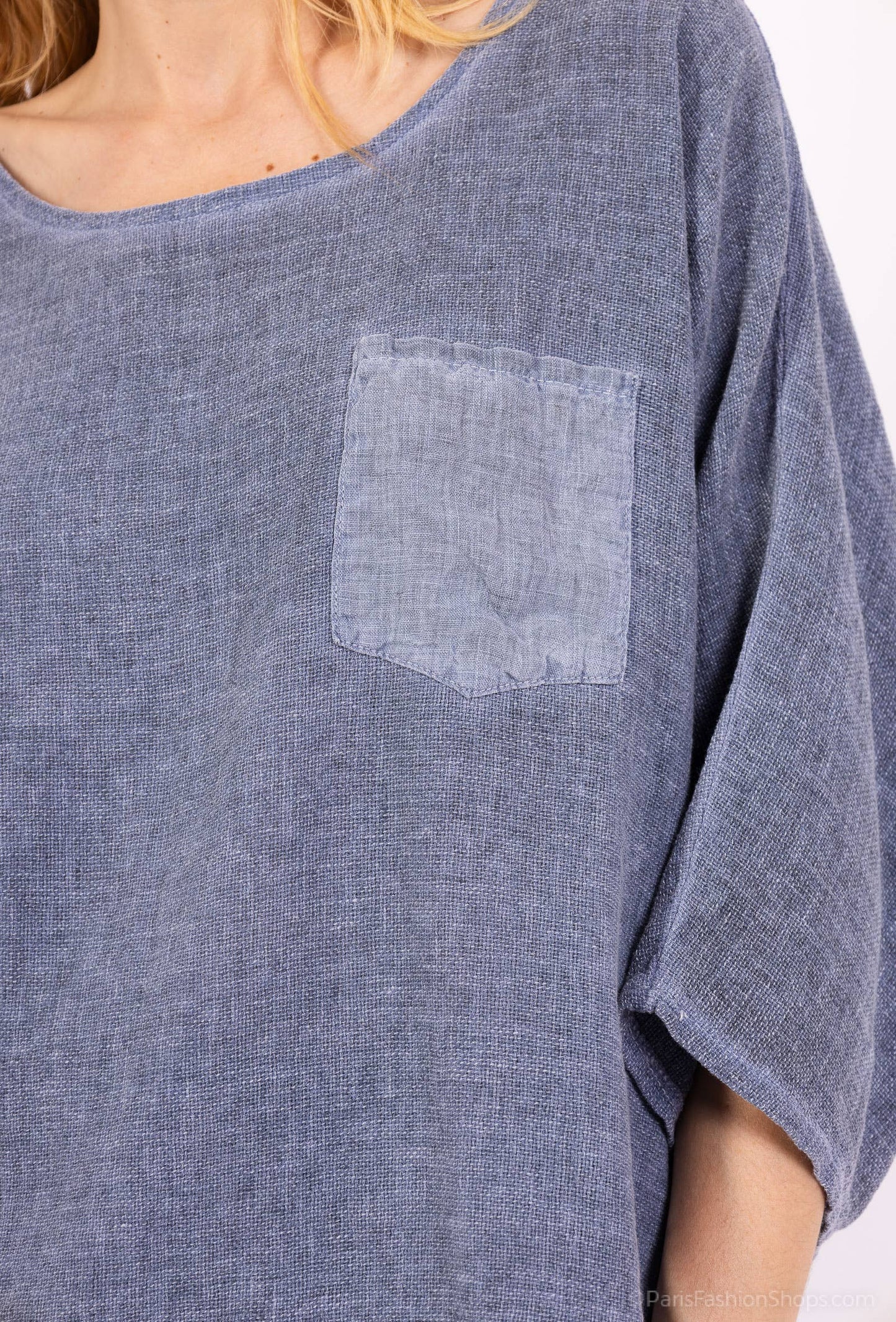 Linen cotton top with a side pocket