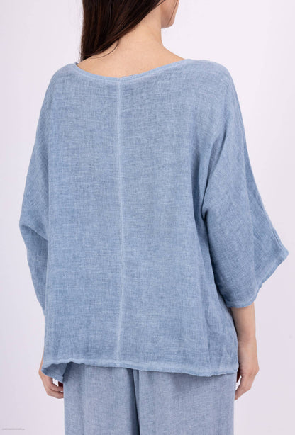Linen cotton top with a side pocket
