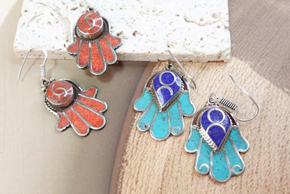 Traditional Tibetan Earrings-Tibetan Jewellery.