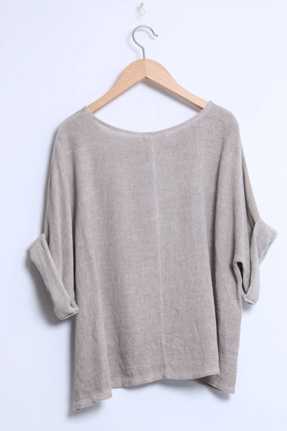 Linen cotton top with a side pocket