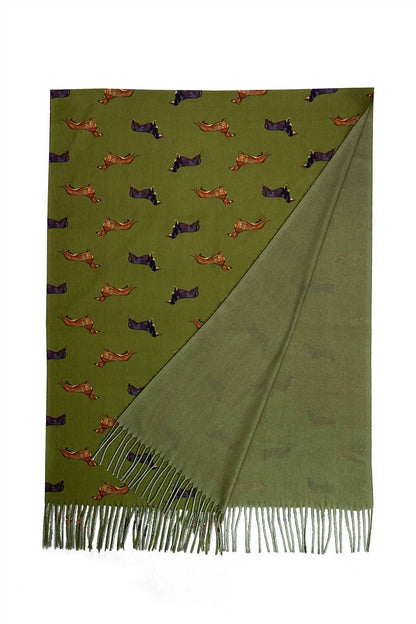 Dachshund Sausage Dog Print Tassel Scarf