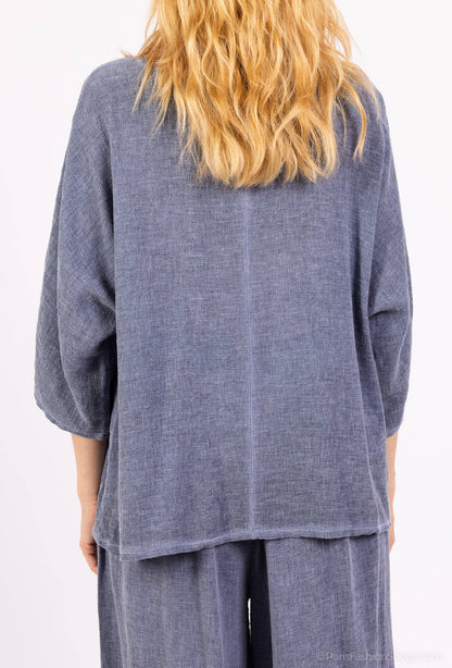 Linen cotton top with a side pocket