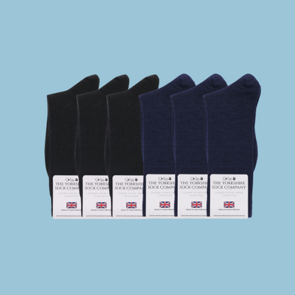 Duchy Everyday Merino Socks - 6 Pair Bundle Black & Navy