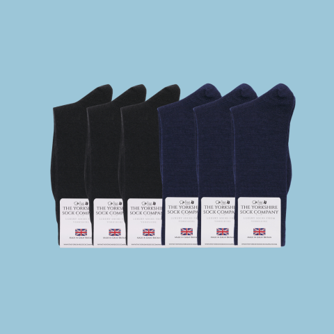 Duchy Everyday Merino Socks - 6 Pair Bundle Black & Navy