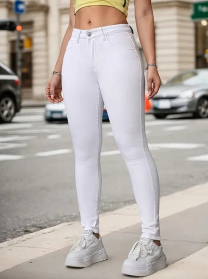 Women's Plus Size Chic Summer Straight Pencil Jeans High Waist