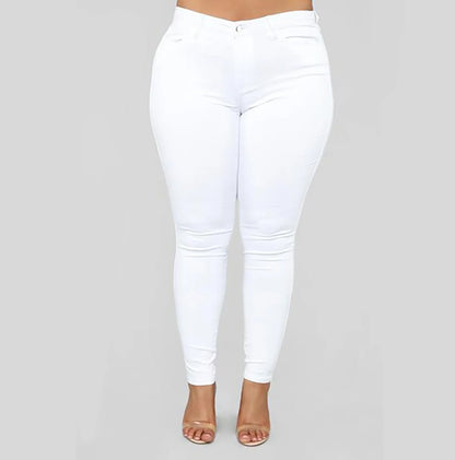 Women's Plus Size Chic Summer Straight Pencil Jeans High Waist