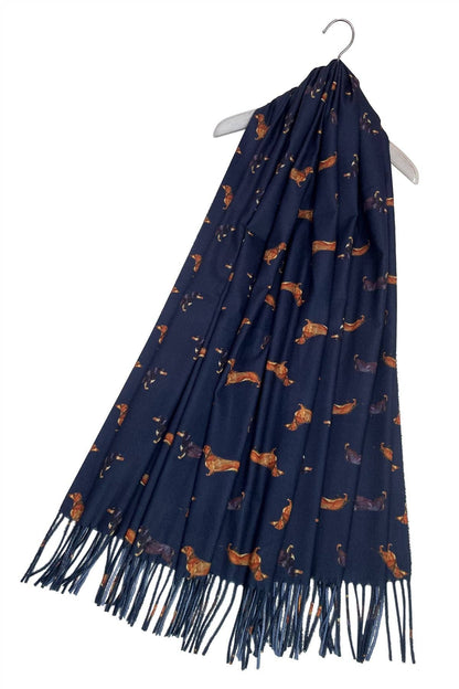 Dachshund Sausage Dog Print Tassel Scarf