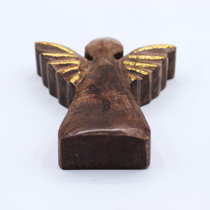 Small Mango Wood Angel - Gold Decor