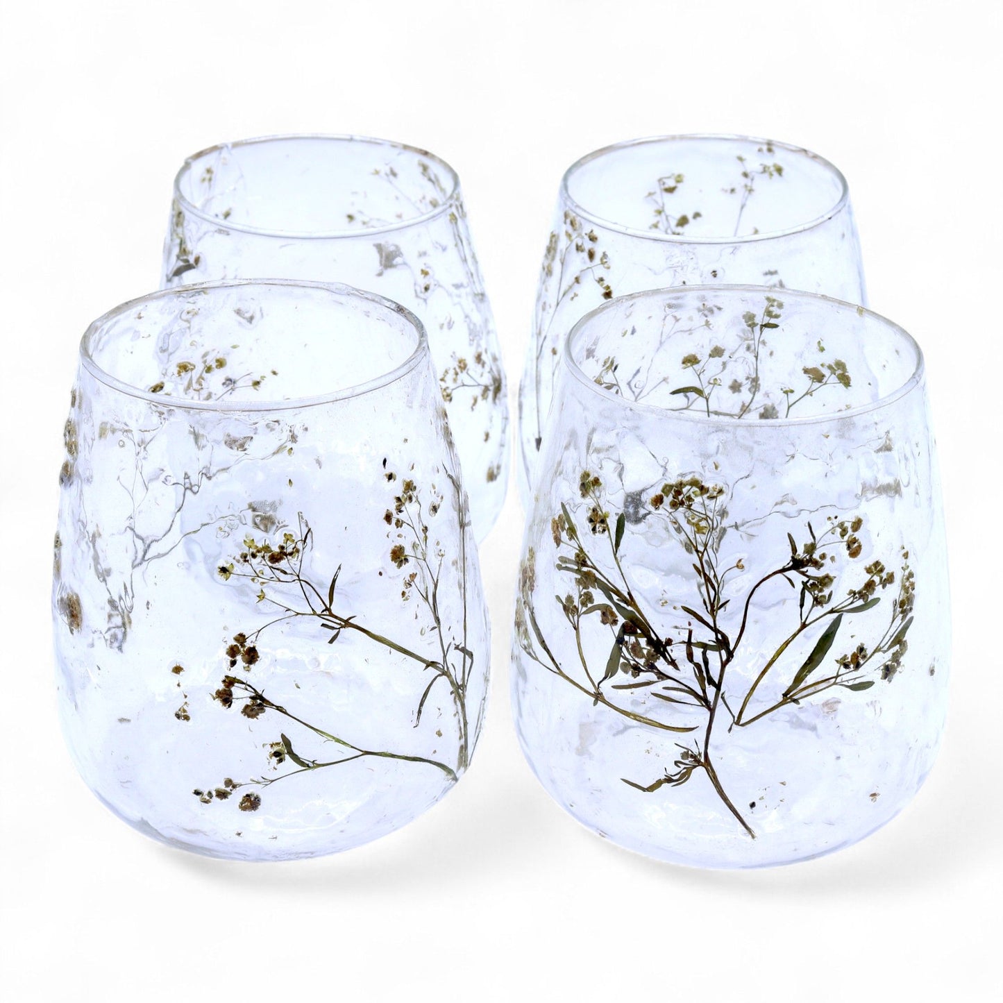 Natural Floral Glass - Vase Candle Holder - Margarita  - (12x11cm)