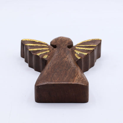 Medium Mango Wood Angel - Gold Decor