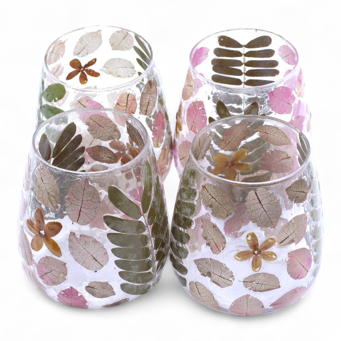 Natural Floral Glass - Vase Candle Holder - Primavera  - (12x11cm)