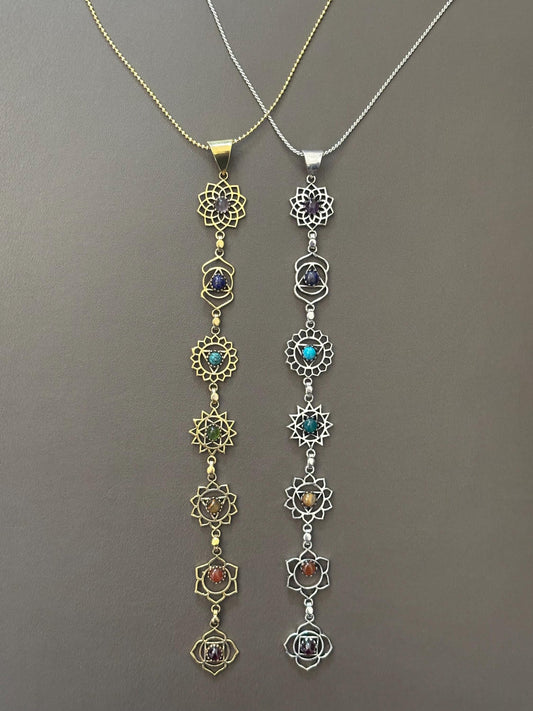 7 Chakra Energy Healing Pendant Necklaces – Gold & Silver Finish
