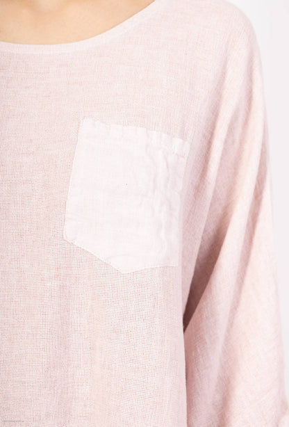 Linen cotton top with a side pocket