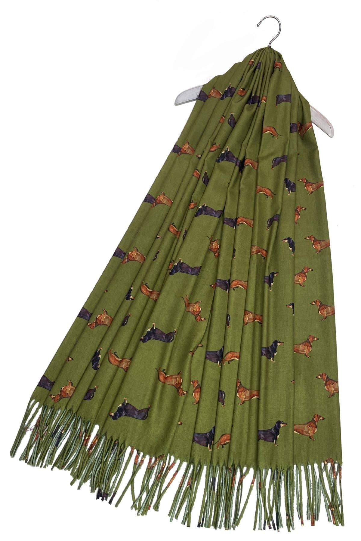 Dachshund Sausage Dog Print Tassel Scarf