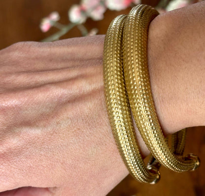 Minimal Solid Brass Torque Bangles – Vintage Rustic Gold Open Cuffs.