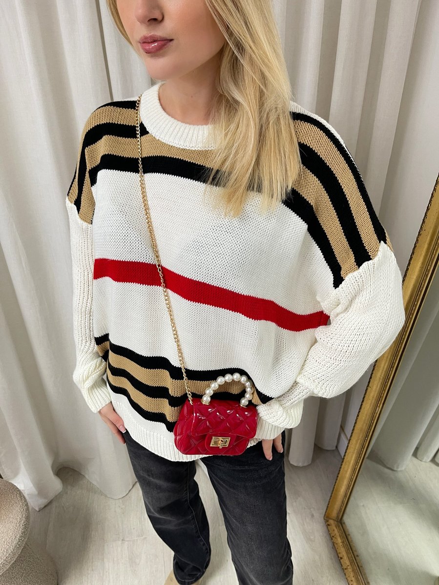 Oversized Striped Long Sleeve Knitted Jumper