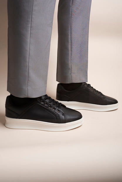 Low Top Faux Leather Lace Up Trainers for Men