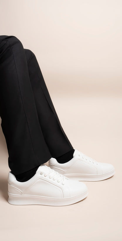 Low Top Faux Leather Lace Up Trainers for Men